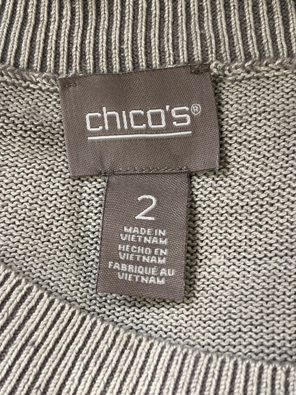 Chico’s Taupe Lightweight Boat Neck Pullover Sweater Size 2 L XL NWT - Picture 9 of 10